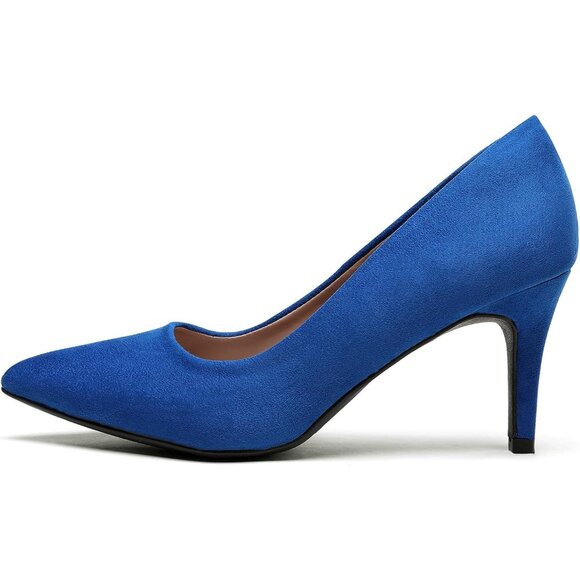 Dream Pair Women Royblue Faux Leather Kucci Pointed Toe High Heel Pumps Shoes - Picture 2 of 8